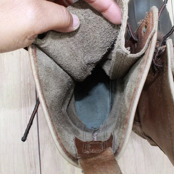 LL Bean Brown Leather Mid Calf Lace Up Unlined Hunting Duck Boots Size 6 M - Picture 8 of 8